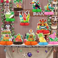 Ensemble de décorations pour fête hawaïenne Luau : Décoration de table sur le thème Aloha avec centre de table en nid d'abeille pour la fête hawaïenne Luau