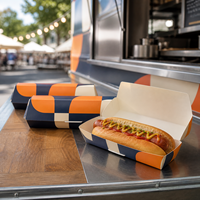 Boîte à hot-dogs personnalisée avec logo imprimé, fond renforcé, vente en gros, contenants alimentaires jetables résistants à la graisse, fournisseur