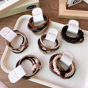 5 herbst und winter reis kaffee farbwechsel basic haarband set geflochten perlen gemischtes headstring mädchen haar accessoires - Product Image 4