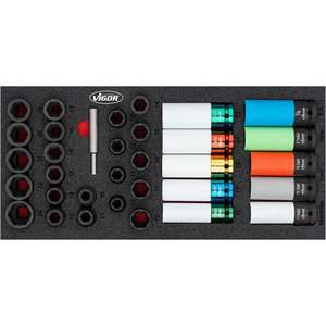 VIGOR Jeu de douilles à chocs ∙ V7324 ∙ 32 pièces ∙ 10 - 24 mm ∙ Nombre d'outils: 32 - Product Image 1