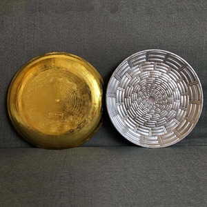11 "or Rose rond motif régulier décor plateau épaissi en plastique fruits <span class=keywords><strong>plat</strong></span> bol décoratif chargeur assiette cadeaux en gros - Product Image 2