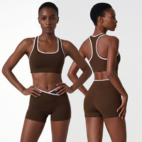 Ensemble de yoga 2 pièces à séchage rapide, short de sport taille haute moulant pour femme, idéal pour la course, le fitness et les activités de plein air