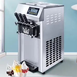 Mesin pembuat es krim lembut modis Desktop Mini otomatis berdiri bebas komersial