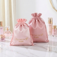 Sac cadeau personnalisé avec logo, toucher satiné doux, cordon de serrage, sac en satin cristal de luxe pour bijoux, emballage de produits de soin de la peau