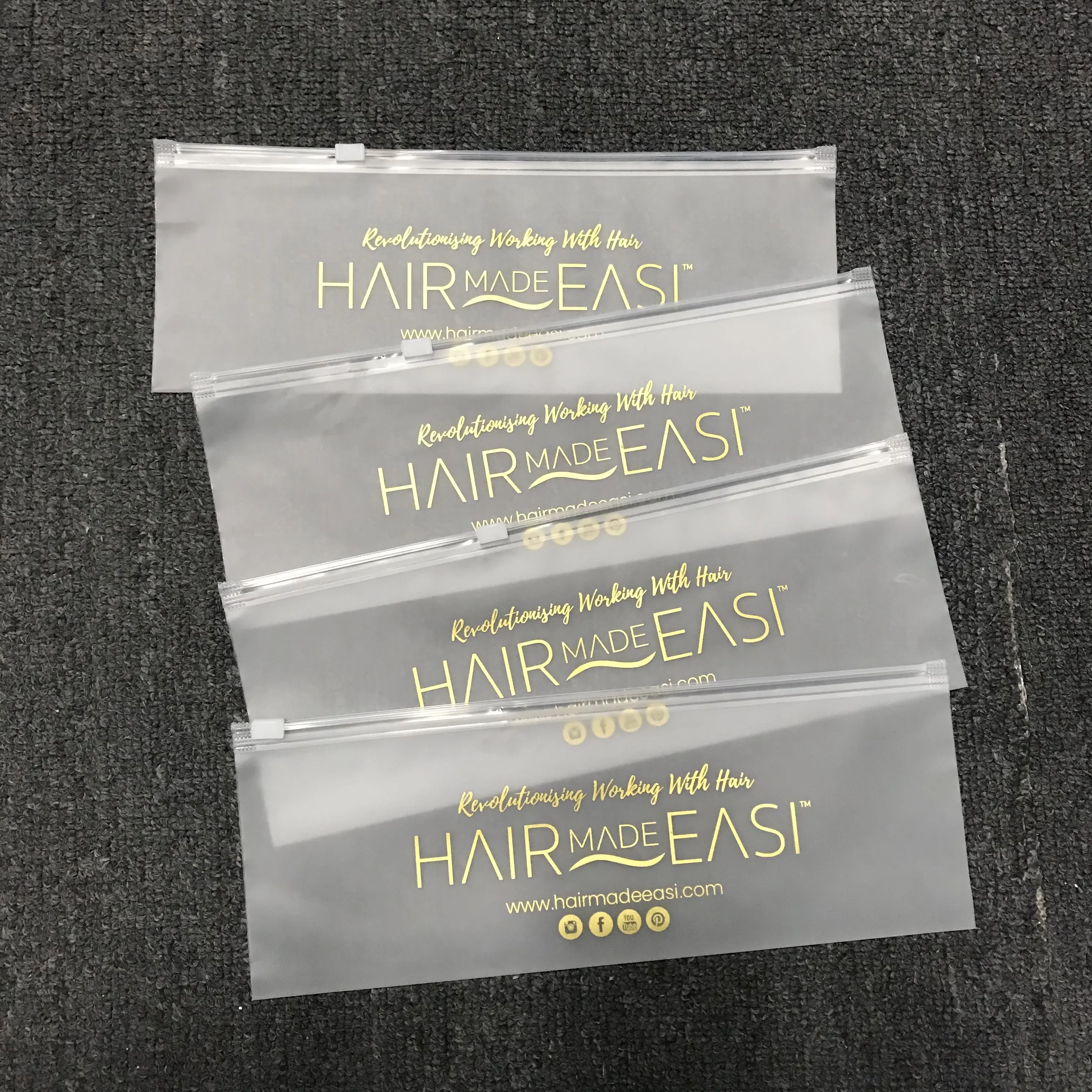 사용자 정의 인쇄 EVA PVC PP 젖빛 명확한 머리 확장 포장 가방 지퍼 잠금 가방