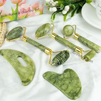 Coffret Cadeau de Rouleaux de Jade à Tête Simple et Double, Planche Gua Sha, et Kit d'Outils de Massage Corporel Complet avec Logo Personnalisé