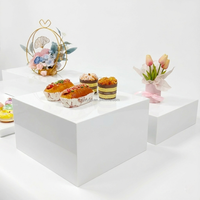Supports de présentation de buffet en acrylique blanc personnalisés, cubes empilables carrés, socle pour nourriture, boîte pour mariage, réception, traiteur, événements de desserts