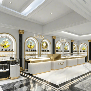Luxury Perfume Display Showcase Black Gold Retail <b>Watch</b> Jewelry Perfume Store Fixture Design For Perfume Shop - Product Image 1
