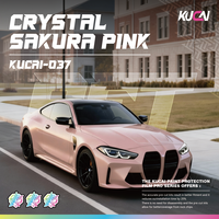 KUCAI 1.52*17m Autocollant de voiture sans bulles d'air, film vinyle PET cristal lavande violet pour voitures