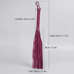 Fouet en cuir grainé litchi bordeaux, stock USA, livraison 3-7 jours, fouet premium à neuf queues avec clous en laiton pour l'entraînement - Product Image 4