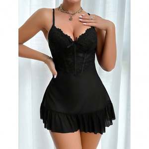 Camisón Sfy4120 para Mujer, Lencería Sexy, Vestido de Dormir con Encaje Transparente, Uniforme Sensual y Divertido, Camisón sin Tirantes - Product Image 3