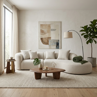 Canapé modulaire sectionnel en tissu chenille nordique de luxe, canapé moderne incurvé en bouclette pour salon