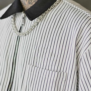 Camicia squadrata Oversize Casual da uomo con cerniera elegante <span class=keywords><strong>tessuto</strong></span> a maniche corte traspirante a maniche corte <span class=keywords><strong>per</strong></span> l'estate - Product Image 3