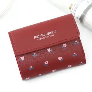 Wholesale Prints Folding Women Wallets Small Change Coin Purses Bag Leather Clutch Mini Wallet Purse