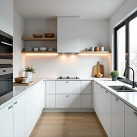 Set Kabinet Dapur Modern Lengkap Pabrik Langsung Furnitur Dapur Kayu Kustom untuk Proyek Apartemen