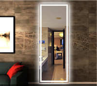 Miroir de salon intelligent commercial, miroir rectangulaire de luxe pour salon de coiffure et de beauté avec éclairage LED