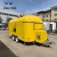 ONLYWE Chariot de restauration mobile 13 pieds pour BBQ, pizza, café, glaces, hot-dogs, avec cuisine complète