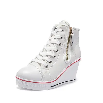 New design popular fashion women canvas shoes ladies high heel shoes