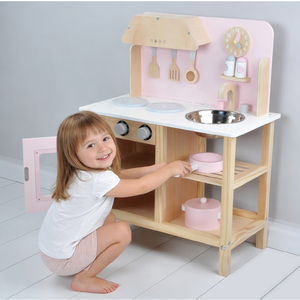 Customized Children's Big pink Baby Pretend to Play Cooking <strong>Small</strong> <strong>Kitchen</strong> Wooden <strong>Kitchen</strong> <strong>Toys</strong> - Product Image 2