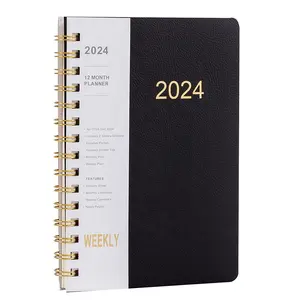 Cuaderno de cuero PU A5 A4 personalizado, mini diario de cuero PU, cuadernos de planificador, papel de arte impreso, cuaderno espiral para reuniones