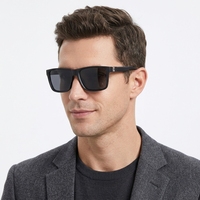 Offre saisonnière - Lunettes de soleil décontractées pour hommes, monture carrée en plastique mat, verres polarisés, légères, protection UVA UVB, pour l'extérieur