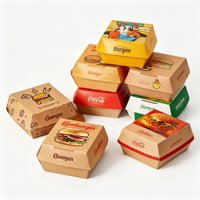 Boîte à hamburger biodégradable robuste et écologique en gros avec impression personnalisée et pelliculage brillant pour restaurants