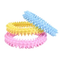 Jouet à mâcher pour chien en TPR couleur macaron, anneau à picots, nettoyage des dents, résistant à l'usure, jouet interactif pour animaux de compagnie pour l'intérieur et l'extérieur