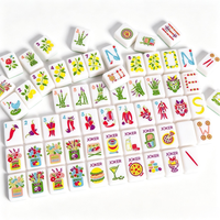 Jeu de tuiles de mahjong américain en acrylique Rose Foodie Lemon, 160 pièces, gravé Global Kitchen, avec tapis offert