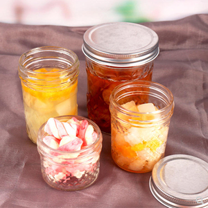 Classic Style Cylinder Glass Aluminum Caviar Bottle Wide-Mouth Mason Jar with Cover for Salad Jam Honey <b>Kitchen</b> <b>Storage</b> Sealed - Product Image 4