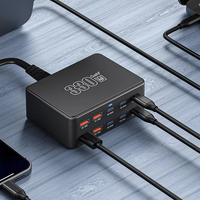 Station de charge multiport super rapide tout-en-un 330W GaN Type C 6C4A pour téléphones mobiles, ordinateurs portables, ordinateurs de bureau, chargeur 100W