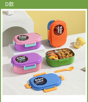 Boîte à lunch en plastique de forme rectangulaire avec boîte intérieure en acier PP pour le déjeuner à emporter, boîte à lunch pour enfants, sans fuite, boîte bento écologique