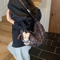 Sac bandoulière polyvalent pour femme, motif léopard givré, design de niche, nouvelle mode, fermeture éclair, forme dumpling
