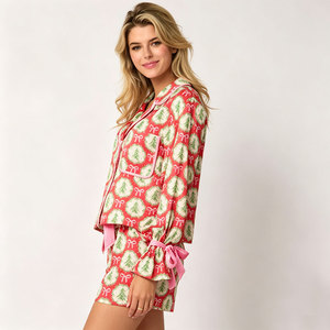 Vêtements de détente en bambou personnalisés, vêtements de nuit pour femmes, pyjamas de Noël, ensembles de pyjamas festifs, vêtements pour femmes en coton - Product Image 3