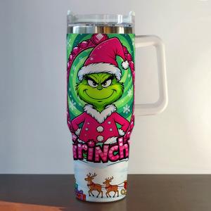 Vaso térmico navideño <span class=keywords><strong>Grinch</strong></span> de 40 oz con asa para coche, para helados, transfronterizo - Product Image 4