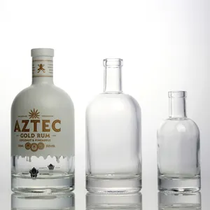 Etiqueta personalizada pedernal botellas vacías Glass Spirits Gold proveedor Vodka Gin botella de licor