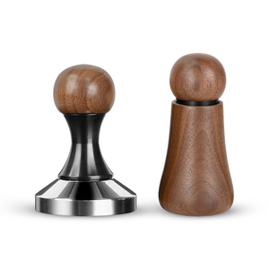 Dispensador de café de madera de nogal, tamper de acero inoxidable de 51/53/58 mm con base en espiral para preparar espresso - Product Image 5