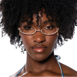 New Arrival Luxury Rhinestone Tassel <b>Crystal</b> <b>Glasses</b> Frame Fashion Full Street Shooting Easiest Chain Eyeglass Frame Christmas - Product Image 1