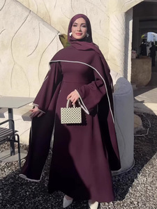Vestido Maxi Elegante de Lujo con Adornos de Perlas Blancas y Mangas Tipo Capa, Abaya 2026 EID, Chal Desmontable, Ropa Tradicional Musulmana para <span class=keywords><strong>la</strong></span> Noche, para Mujer - Product Image 4