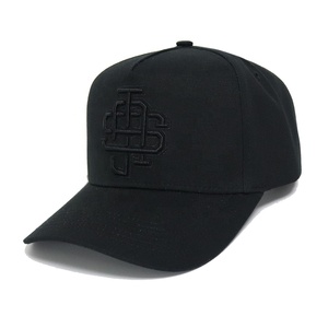 Gorras de béisbol con marco A, colores negros, efecto de conexión y logotipo bordado 3D personalizado, gorras de béisbol de 5 paneles al por mayor - Product Image 1