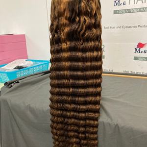Pelucas con Cierre 5x5 de Cabello Humano Remy Brasileño Ondulado Profundo para Encaje, Alta Densidad, Nudos Pequeños, Color Natural - Product Image 3