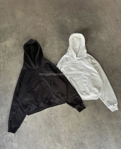 Sudadera con capucha de algodón grueso para hombre, de venta directa de fábrica, con hombros caídos y corte cropped tipo boxy - Product Image 3
