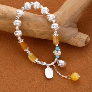 High <span class=keywords><strong>End</strong></span> kızların bilezik püskül kedi gözler servet çekmek ve servet marka kristal gümüş takı bilezik - Product Image 1