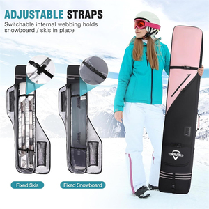 Longueur réglable 157-181 cm Sac de <span class=keywords><strong>ski</strong></span> de snowboard entièrement rembourré étanche pour planche d'aviation, bottes, vêtements, <span class=keywords><strong>casque</strong></span> et équipement - Product Image 4