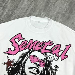 T-shirts graphiques en coton épais à col rond imprimés surdimensionnés pour fabricants de vêtements streetwear en gros - Product Image 3