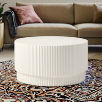 Table basse ronde de style moderne Table centrale à vent crème en fibre de verre pour bureau à domicile et salon