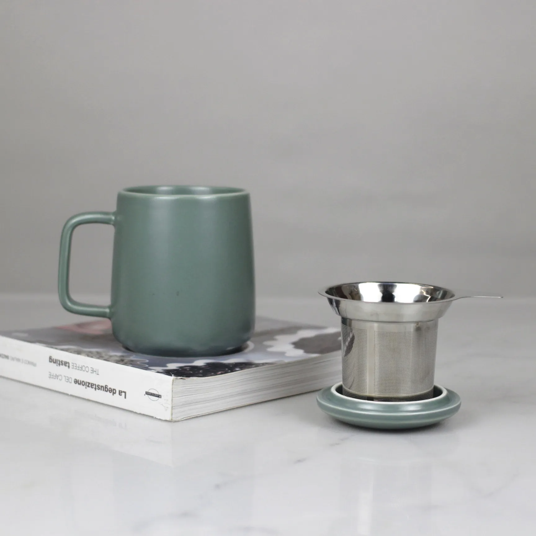 600ml Porzellan-Tee tasse Große grüne Keramik becher mit Deckel und Aufguss für Büro-und Heimgebrauch Geschenk der Liebe