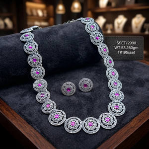 Collier pendentif de luxe en argent sterling 925 avec zircon cubique rose rond, chaîne à maillons, style antique, cadeau pour femme, vente en gros - Product Image 3