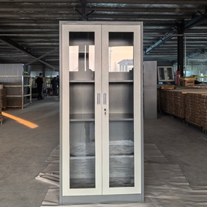 Armoire de <span class=keywords><strong>bureau</strong></span> industrielle en acier verrouillable avec étagères réglables et porte en verre, solution de rangement polyvalente pour le <span class=keywords><strong>bureau</strong></span> - Product Image 1
