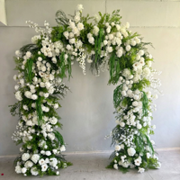 Telón de Fondo de Flores Artificiales de Alta Calidad en Blanco y Verde para Bodas, Arco Floral para Recepción, Decoración para Despedida de Soltera
