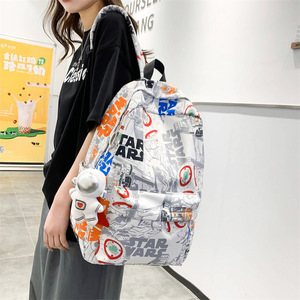 High School College Student Bag Boys Girls Ins Cool Personalized Graffiti Fashionable Mesh Bag Versatile Casual Bag - Product Image 1